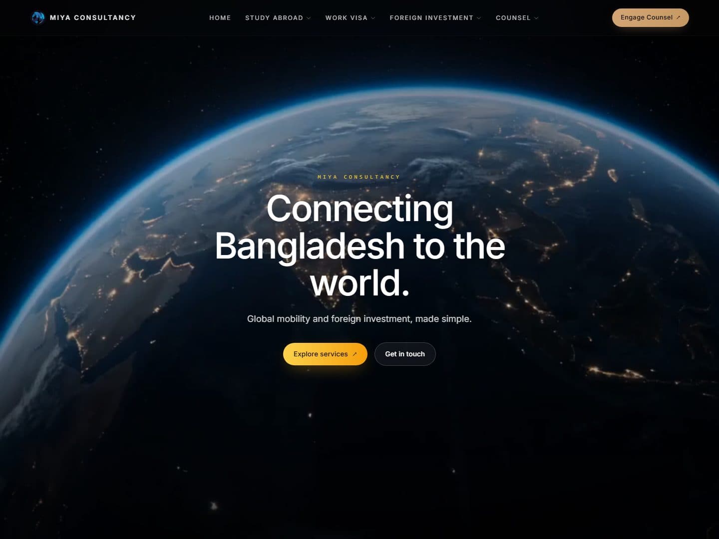 MGB Consultancy — Visa Services Site — screenshot of the live product