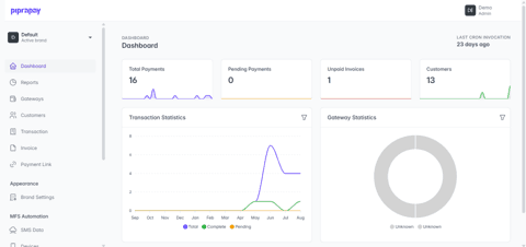 MGB Payments — Gateway — screenshot of the live product