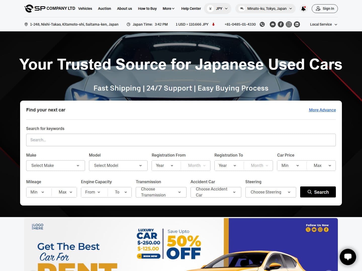 Automotive Export Marketplace — screenshot of the live product