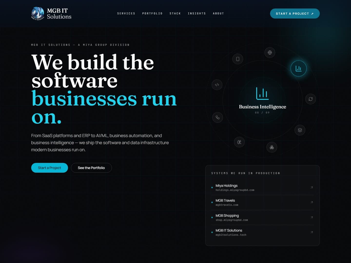 MGB IT Solutions — Services Site — screenshot of the live product